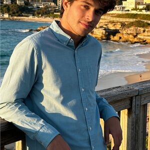 J.Crew Sunburnt Teal Oxford Style Long Sleeve Button Up